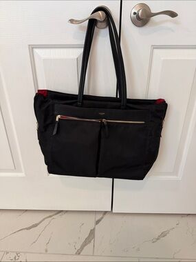 Knomo Black Tote with Red Interior Accents